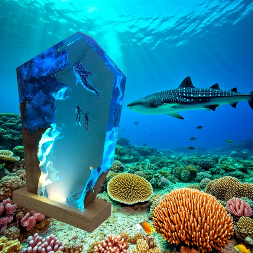 Whale Shark Resin Lamp – Ocean Night Light for Scuba Diving Lovers
