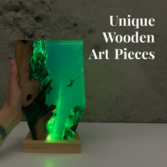 Handcrafted Resin Wood Diver Lamp – Ocean-Inspired Ambient Night Light