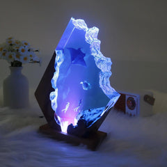 Manta ray, turtle, diver, wood sculpture, epoxy resin lamp（ Best Gift 🎁 ）